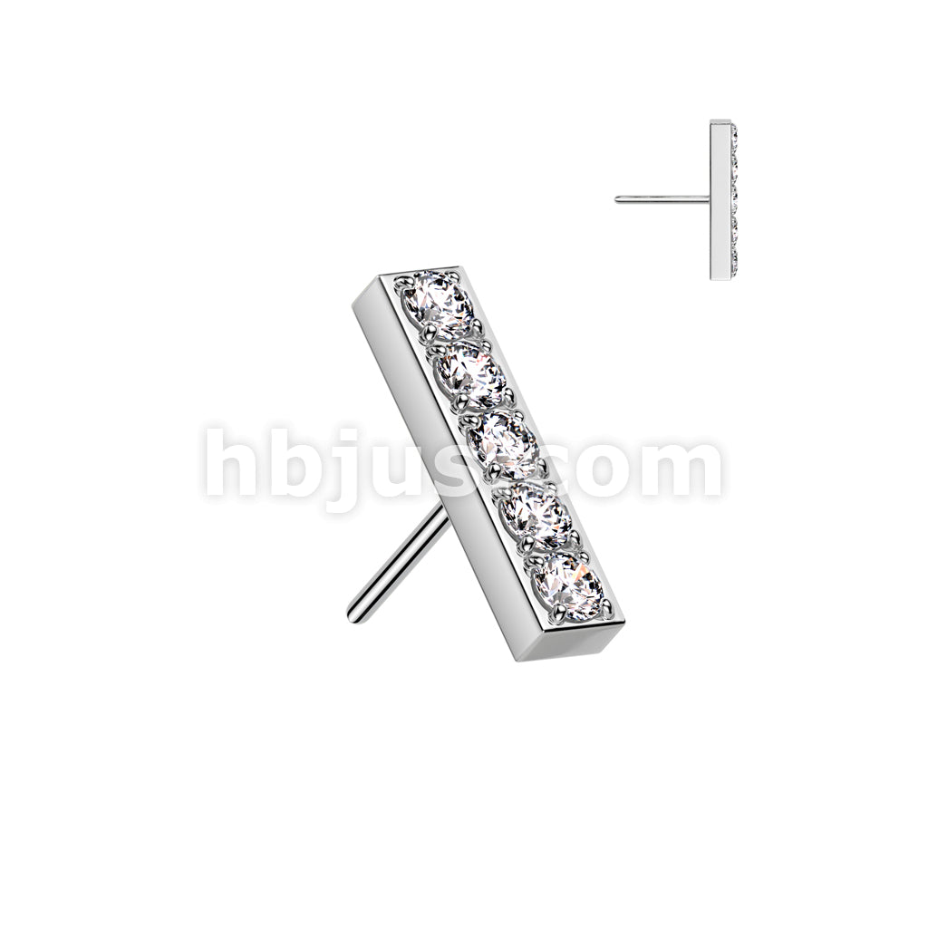 316L Surgical Steel Threadless Push In 5 CNC Set CZ Bar Top - Image 2