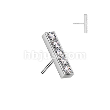 316L Surgical Steel Threadless Push In 5 CNC Set CZ Bar Top - Image 2