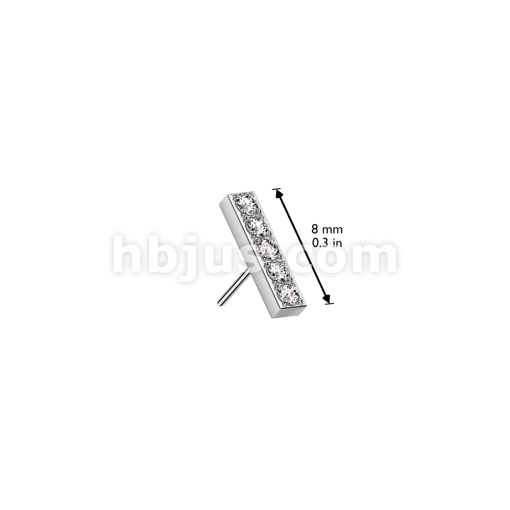 316L Surgical Steel Threadless Push In 5 CNC Set CZ Bar Top - Image 3