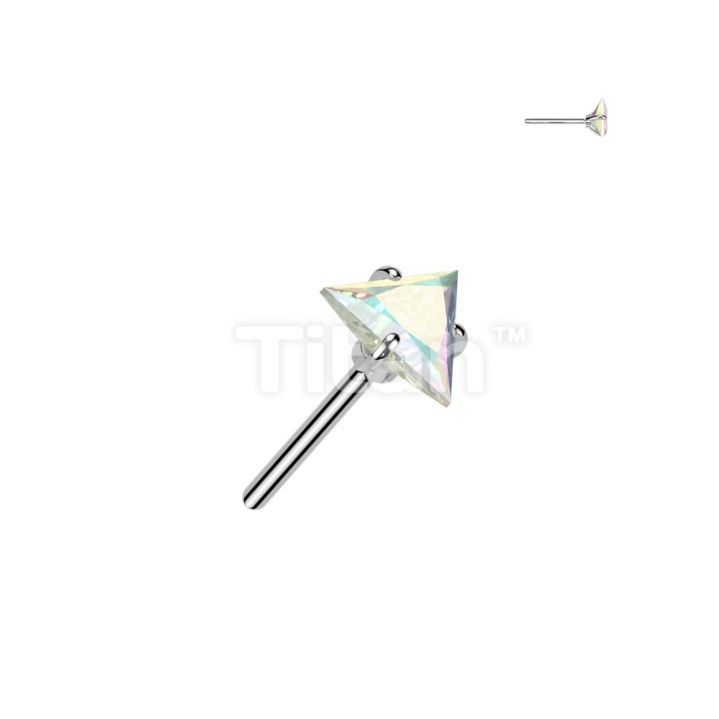 Implant Grade Titanium Threadless Push In Prong Set Triangle CZ Top - Image 2