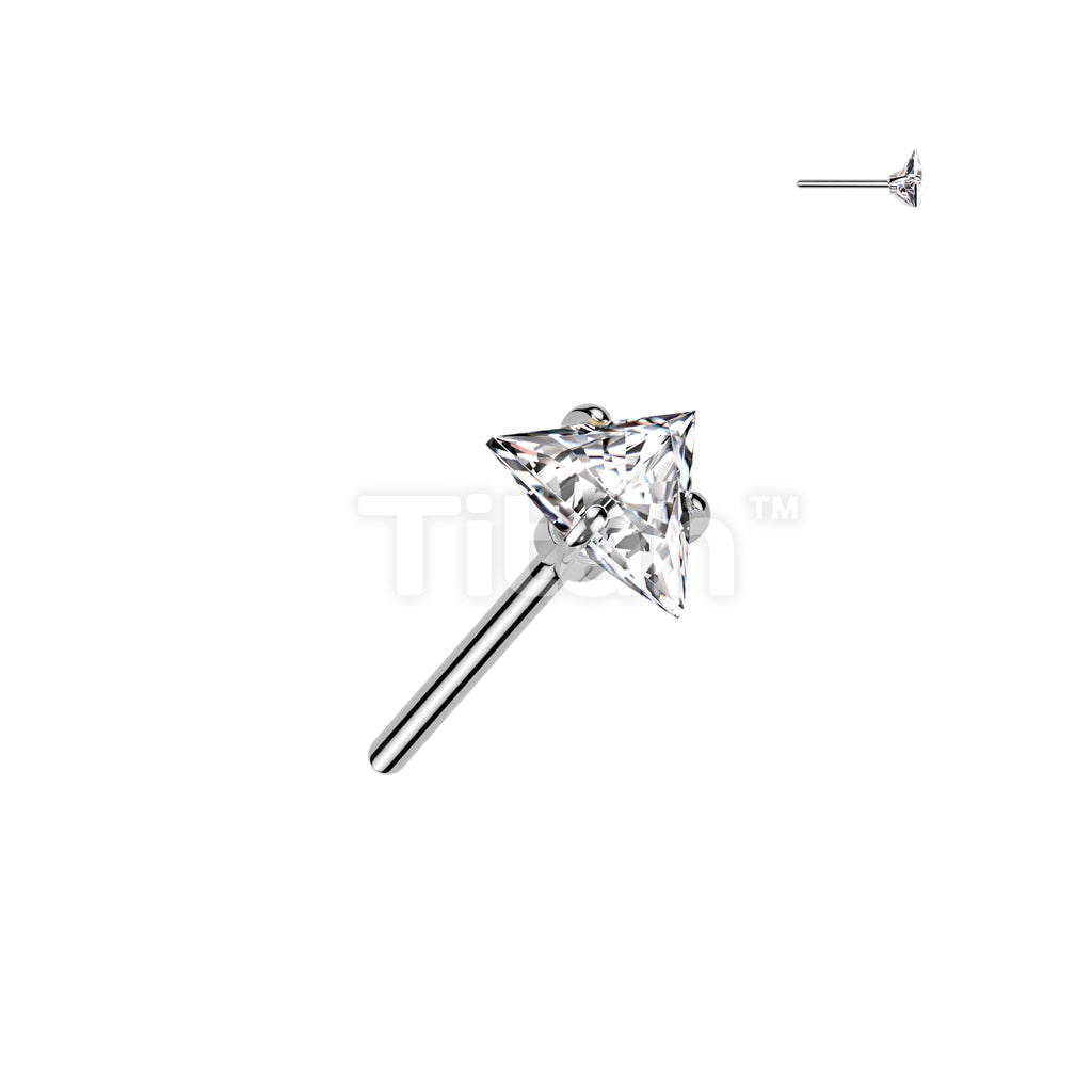 Implant Grade Titanium Threadless Push In Prong Set Triangle CZ Top - Image 3