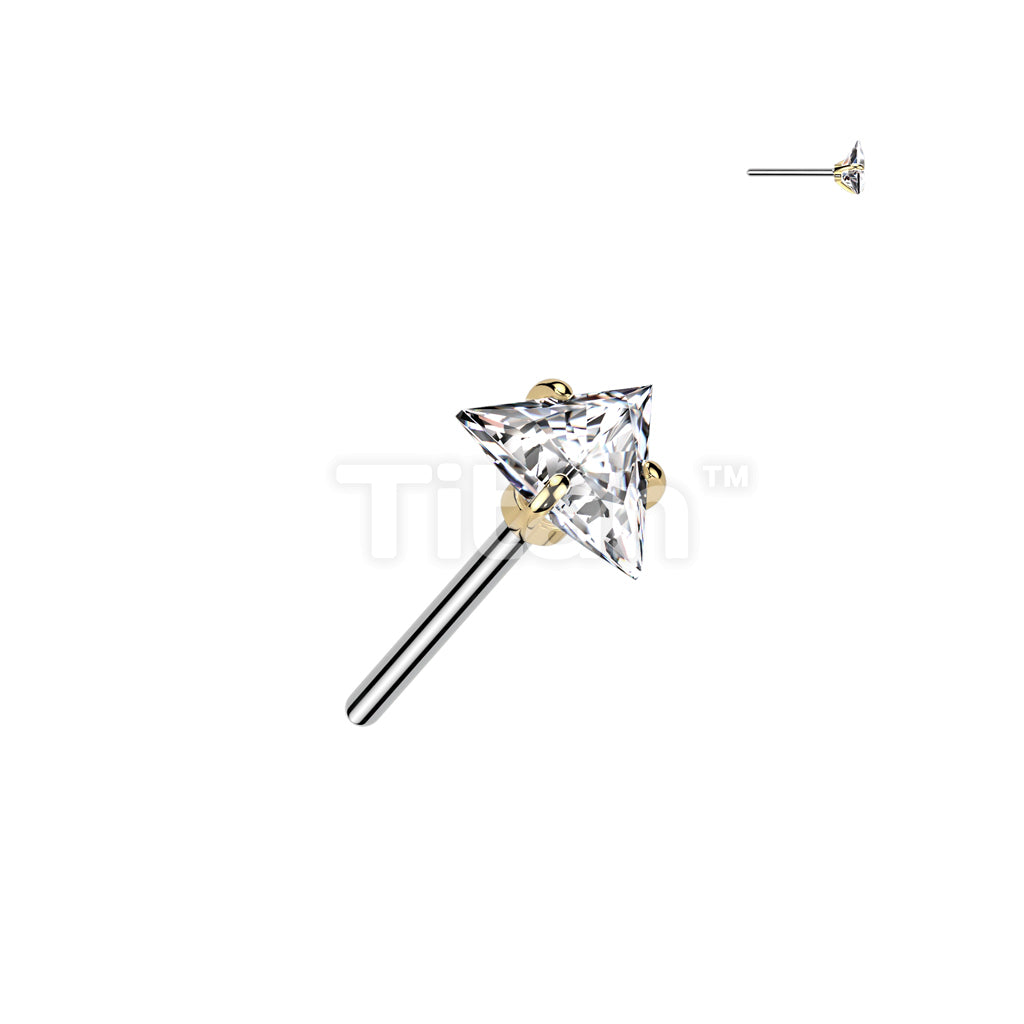 Implant Grade Titanium Threadless Push In Prong Set Triangle CZ Top - Image 4