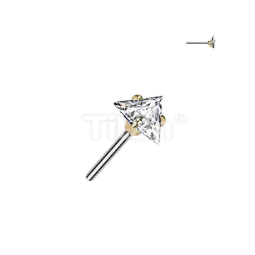 Implant Grade Titanium Threadless Push In Prong Set Triangle CZ Top - Image 4