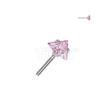Implant Grade Titanium Threadless Push In Prong Set Triangle CZ Top - Image 5