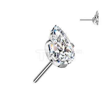 Implant Grade Titanium Threadless Push In Prong Set Teardrop CZ Top - Image 3