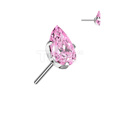 Implant Grade Titanium Threadless Push In Prong Set Teardrop CZ Top - Image 5