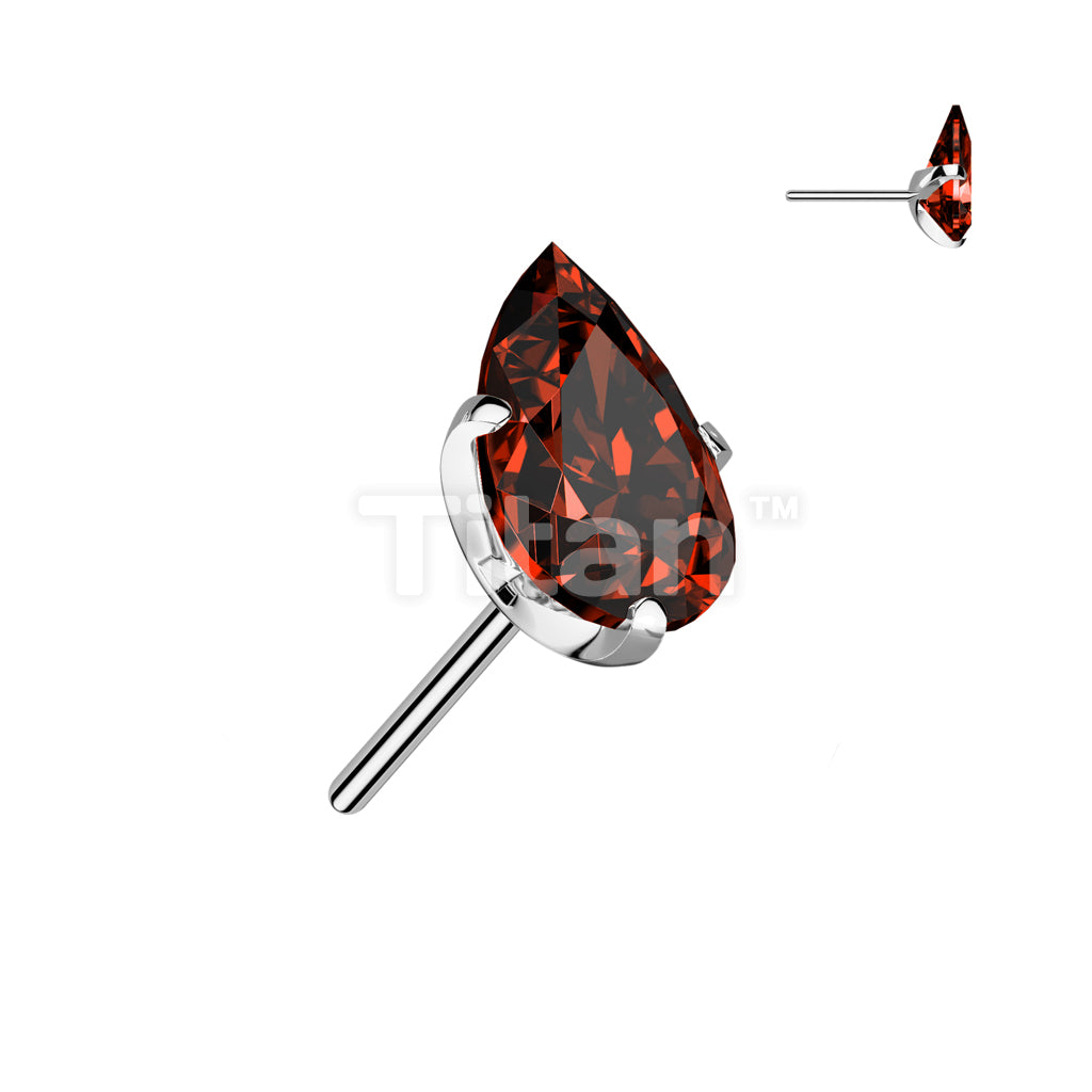 Implant Grade Titanium Threadless Push In Prong Set Teardrop CZ Top - Image 7