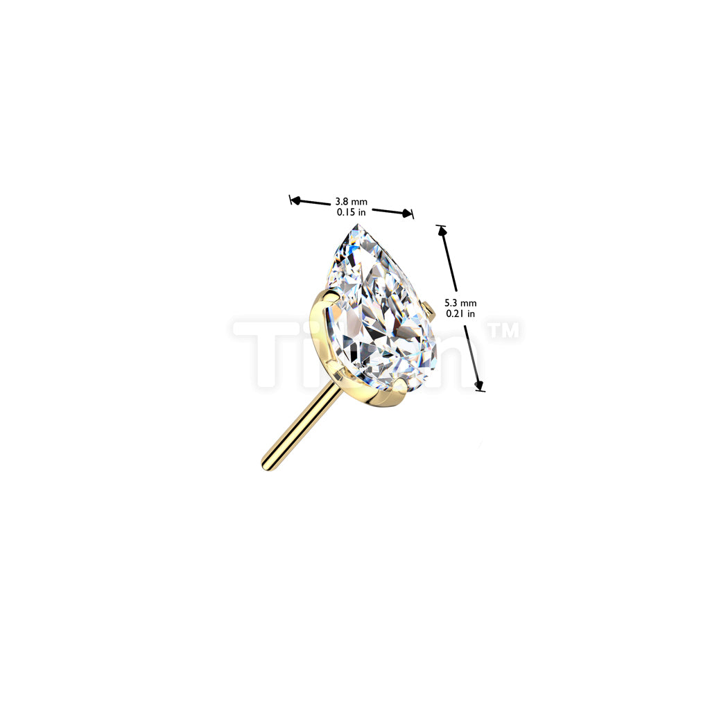 Implant Grade Titanium Threadless Push In Prong Set Teardrop CZ Top - Image 8