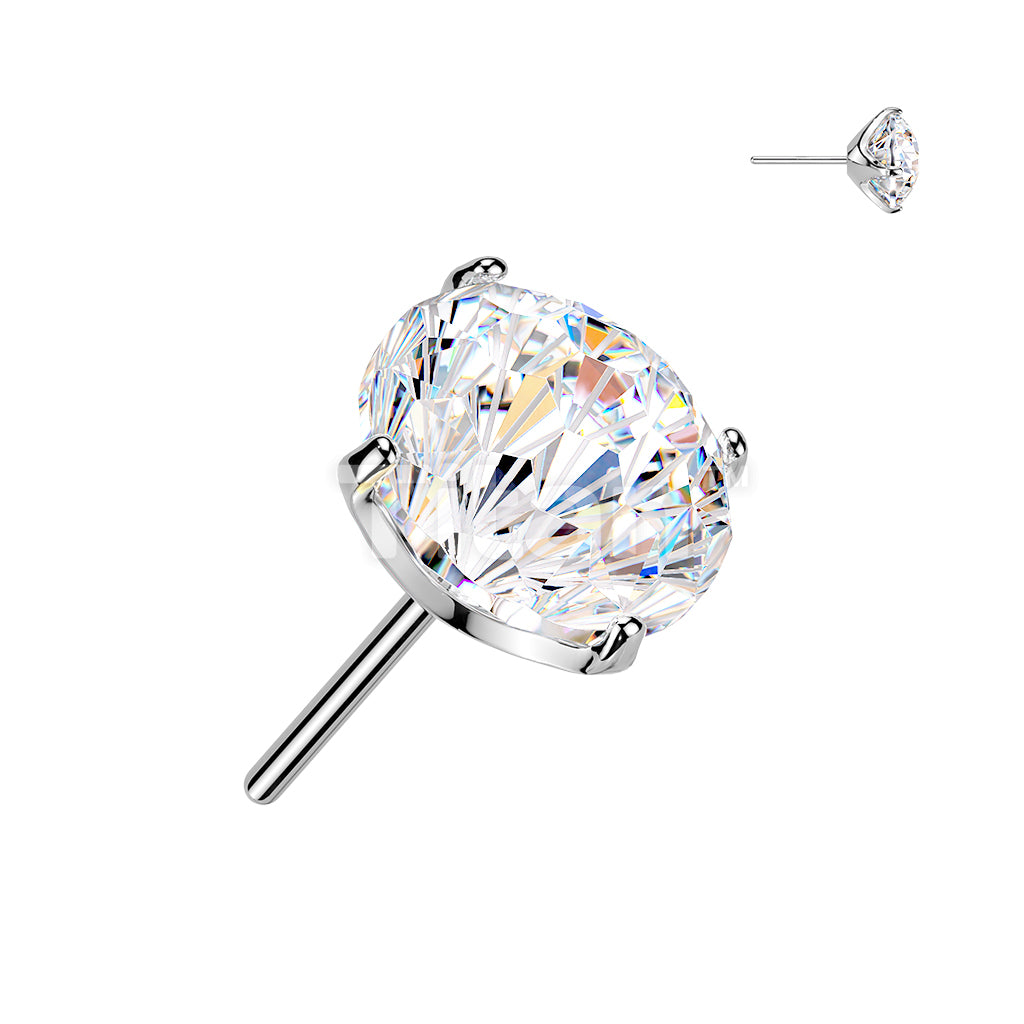 Titanium Threadless Push In Prong Set Fireworks Cut CZ Top - Image 2
