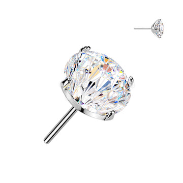 Titanium Threadless Push In Prong Set Fireworks Cut CZ Top - Image 2
