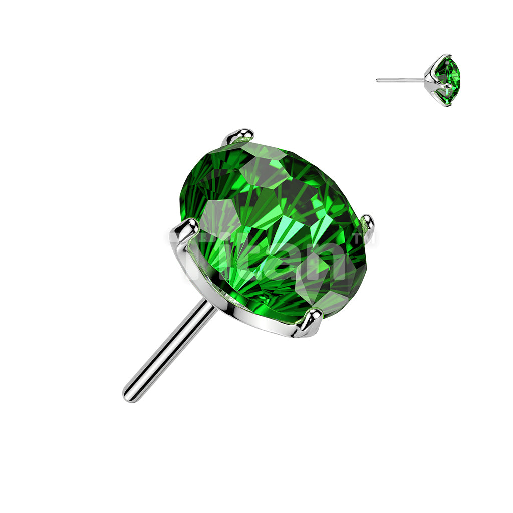 Titanium Threadless Push In Prong Set Fireworks Cut CZ Top - Image 3
