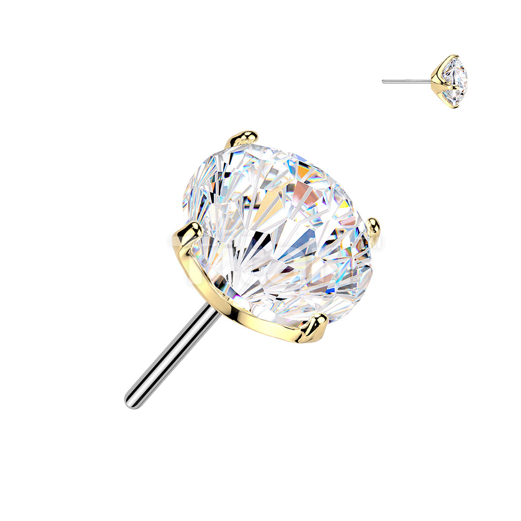 Titanium Threadless Push In Prong Set Fireworks Cut CZ Top - Image 4