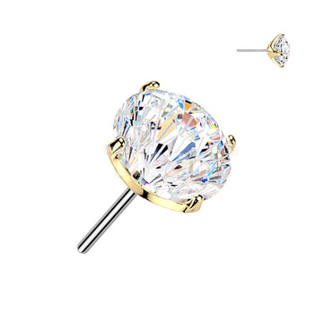 Titanium Threadless Push In Prong Set Fireworks Cut CZ Top - Image 4