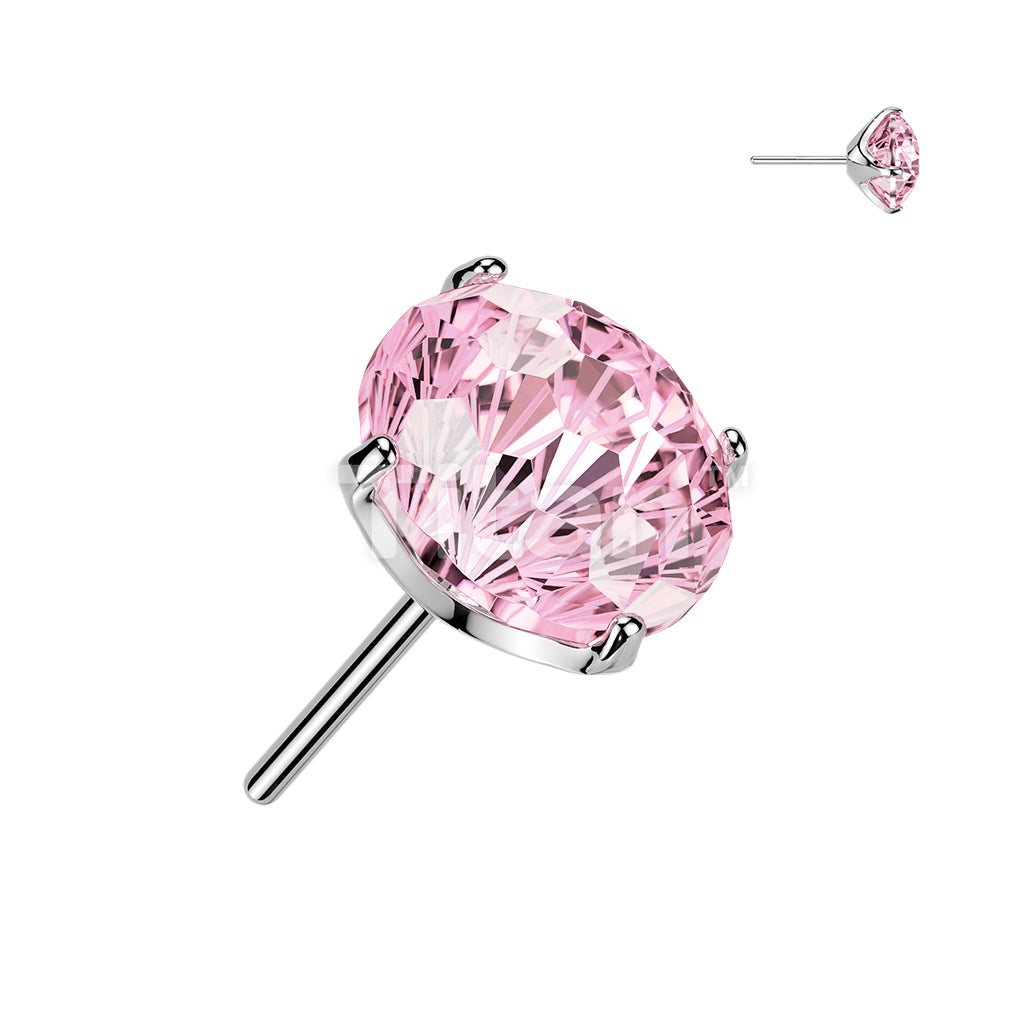 Titanium Threadless Push In Prong Set Fireworks Cut CZ Top - Image 5