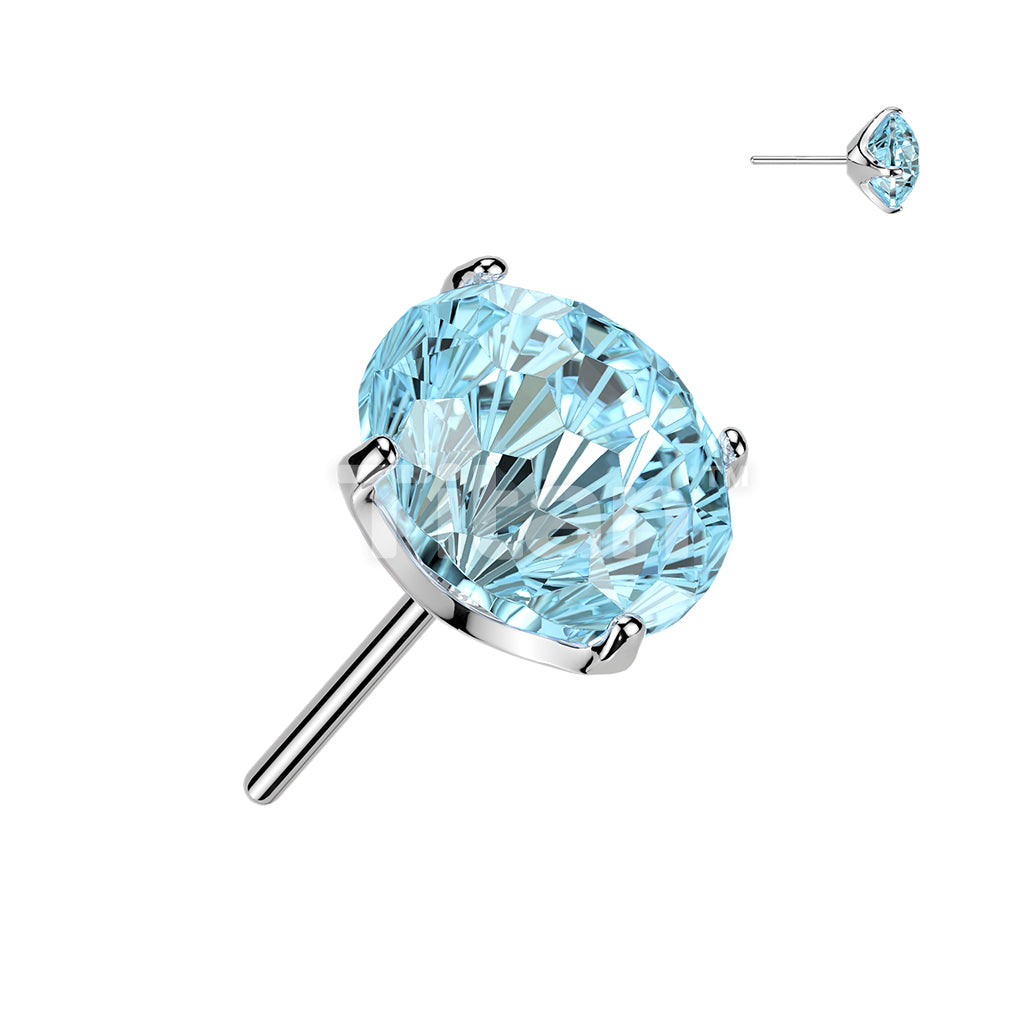 Titanium Threadless Push In Prong Set Fireworks Cut CZ Top - Image 6