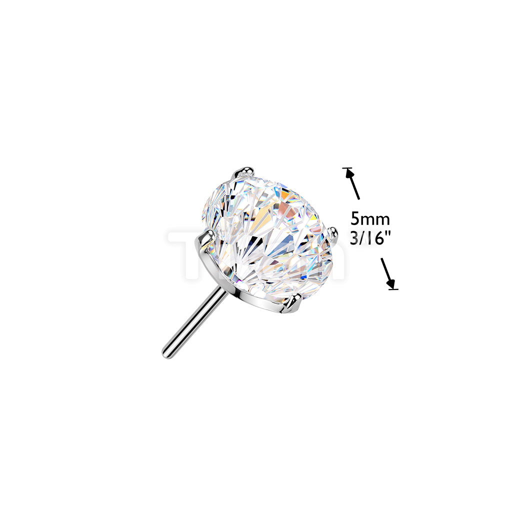 Titanium Threadless Push In Prong Set Fireworks Cut CZ Top - Image 8