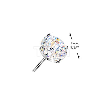 Titanium Threadless Push In Prong Set Fireworks Cut CZ Top - Image 8