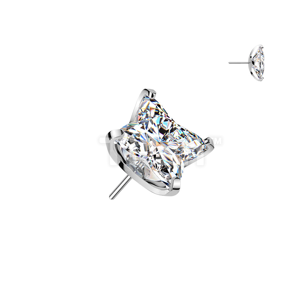 Titanium Threadless Push In Square Flower CZ Top - Image 2