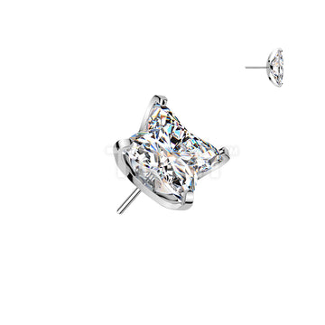 Titanium Threadless Push In Square Flower CZ Top - Image 2