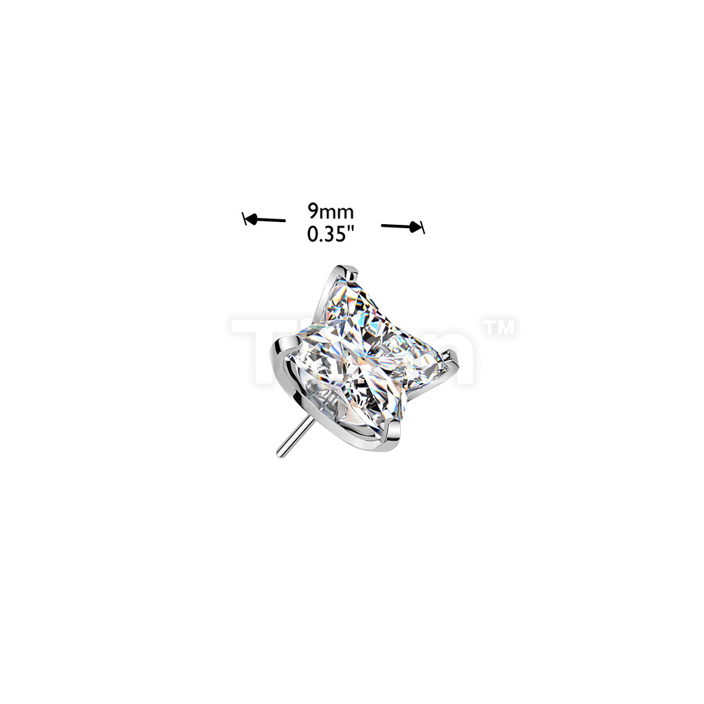 Titanium Threadless Push In Square Flower CZ Top - Image 4