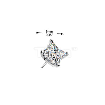 Titanium Threadless Push In Square Flower CZ Top - Image 4