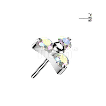 Implant Grade Titanium Threadless Push In Prong Set CZ Trinity Top - Image 2