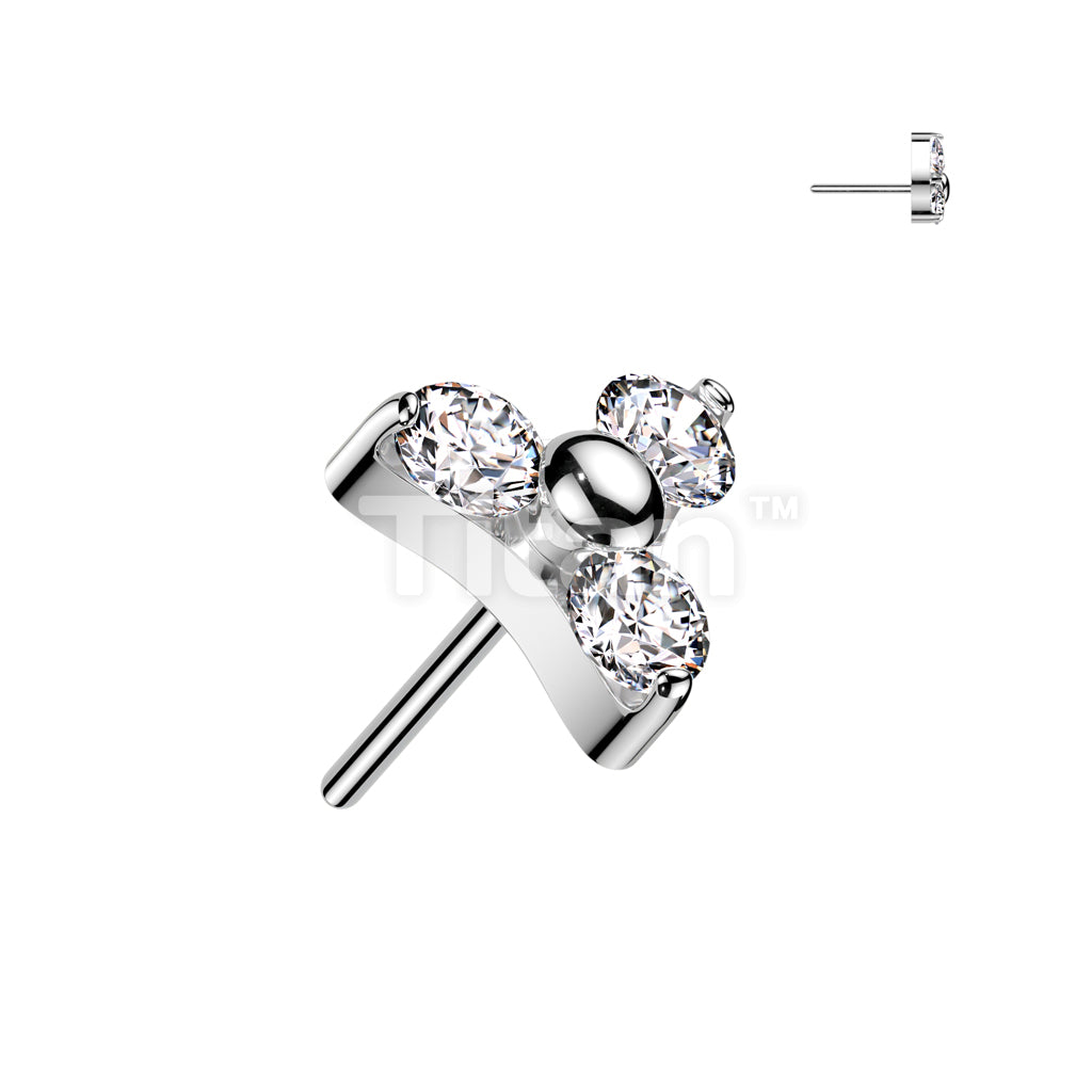 Implant Grade Titanium Threadless Push In Prong Set CZ Trinity Top - Image 3