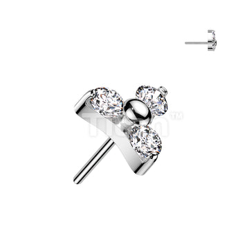 Implant Grade Titanium Threadless Push In Prong Set CZ Trinity Top - Image 3