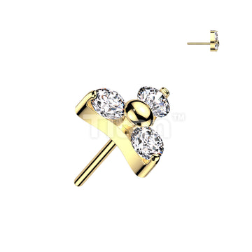 Implant Grade Titanium Threadless Push In Prong Set CZ Trinity Top - Image 4