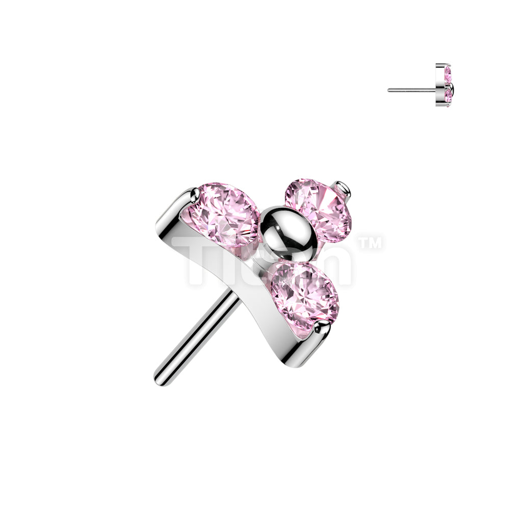 Implant Grade Titanium Threadless Push In Prong Set CZ Trinity Top - Image 5