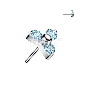 Implant Grade Titanium Threadless Push In Prong Set CZ Trinity Top - Image 6