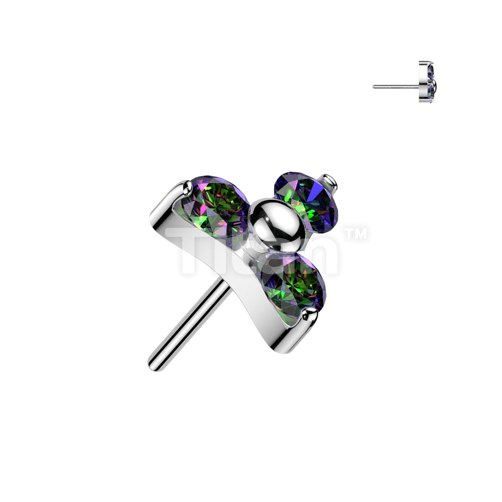 Implant Grade Titanium Threadless Push In Prong Set CZ Trinity Top - Image 7
