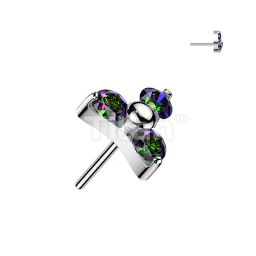 Implant Grade Titanium Threadless Push In Prong Set CZ Trinity Top - Image 7