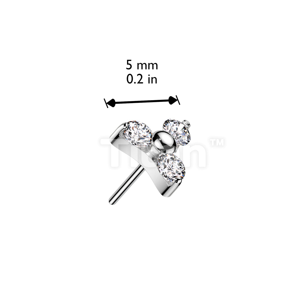 Implant Grade Titanium Threadless Push In Prong Set CZ Trinity Top - Image 8
