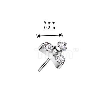 Implant Grade Titanium Threadless Push In Prong Set CZ Trinity Top - Image 8