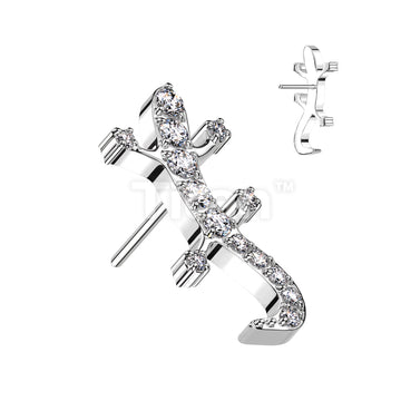 Implant Grade Titanium Threadless Push In CNC Set CZ Lizard Top - Image 2