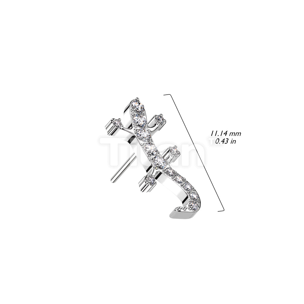 Implant Grade Titanium Threadless Push In CNC Set CZ Lizard Top - Image 4