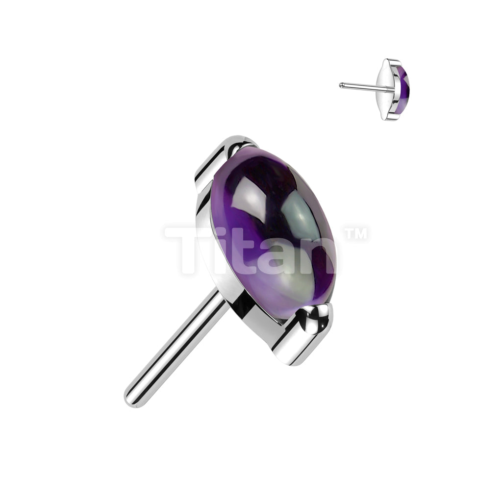 Implant Grade Titanium Threadless Push In Marquise Natural Stone Top - Image 2