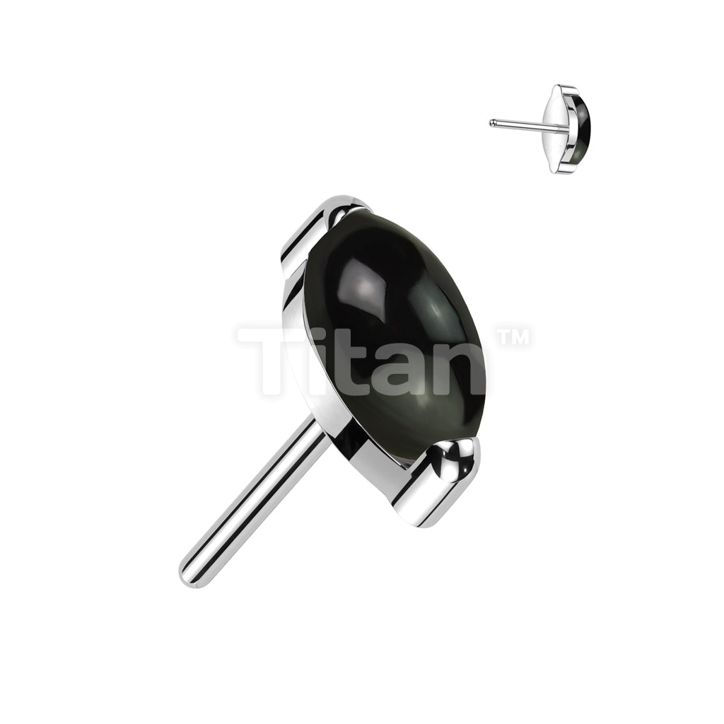 Implant Grade Titanium Threadless Push In Marquise Natural Stone Top - Image 3