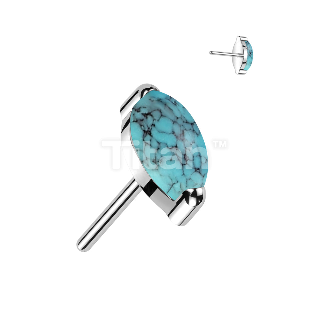 Implant Grade Titanium Threadless Push In Marquise Natural Stone Top - Image 6