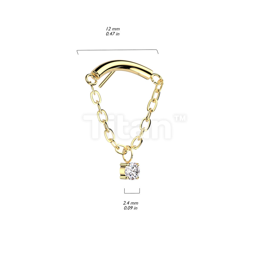 Implant Grade Titanium Threadless Push In Chain Linked Curved Bar With CZ Dangle Top - Image 4