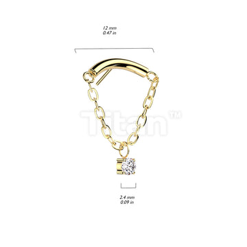 Implant Grade Titanium Threadless Push In Chain Linked Curved Bar With CZ Dangle Top - Image 4