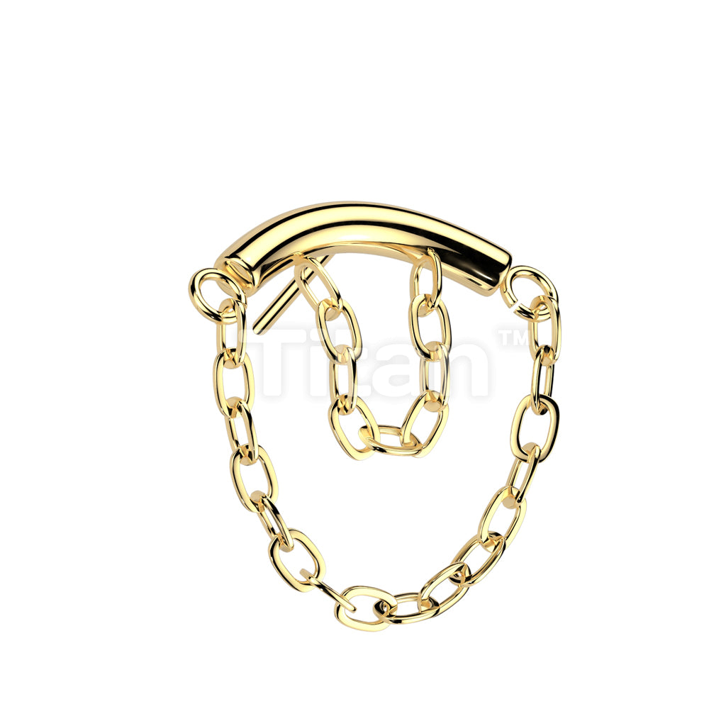 Implant Grade Titanium Threadless Push In Top. Double Chain Linked Curved Bar - Image 2