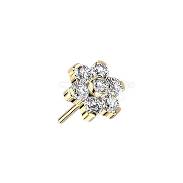 ASTM F136 Titanium Implant Grade Titanium Threadless Push In CZ Flower... - Image 4