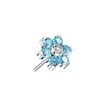 ASTM F136 Titanium Implant Grade Titanium Threadless Push In CZ Flower... - Image 6