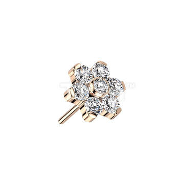 Implant Grade Titanium Threadless Push In CZ Flower With Bezel Set Center and Prong Set Petals - Image 7