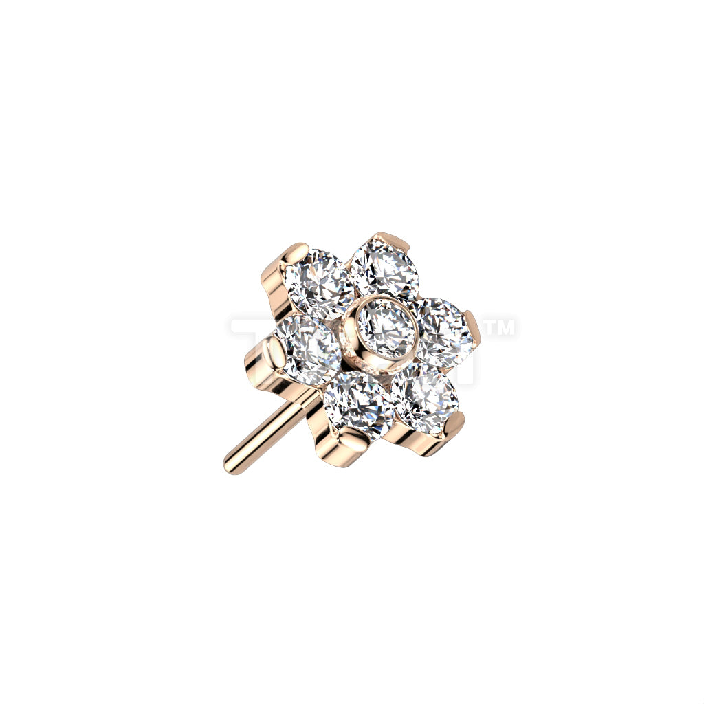 ASTM F136 Titanium Implant Grade Titanium Threadless Push In CZ Flower... - Image 7