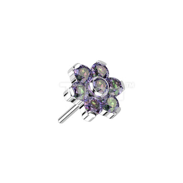 Implant Grade Titanium Threadless Push In CZ Flower With Bezel Set Center and Prong Set Petals - Image 8