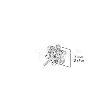 Implant Grade Titanium Threadless Push In CZ Flower With Bezel Set Center and Prong Set Petals - Image 10