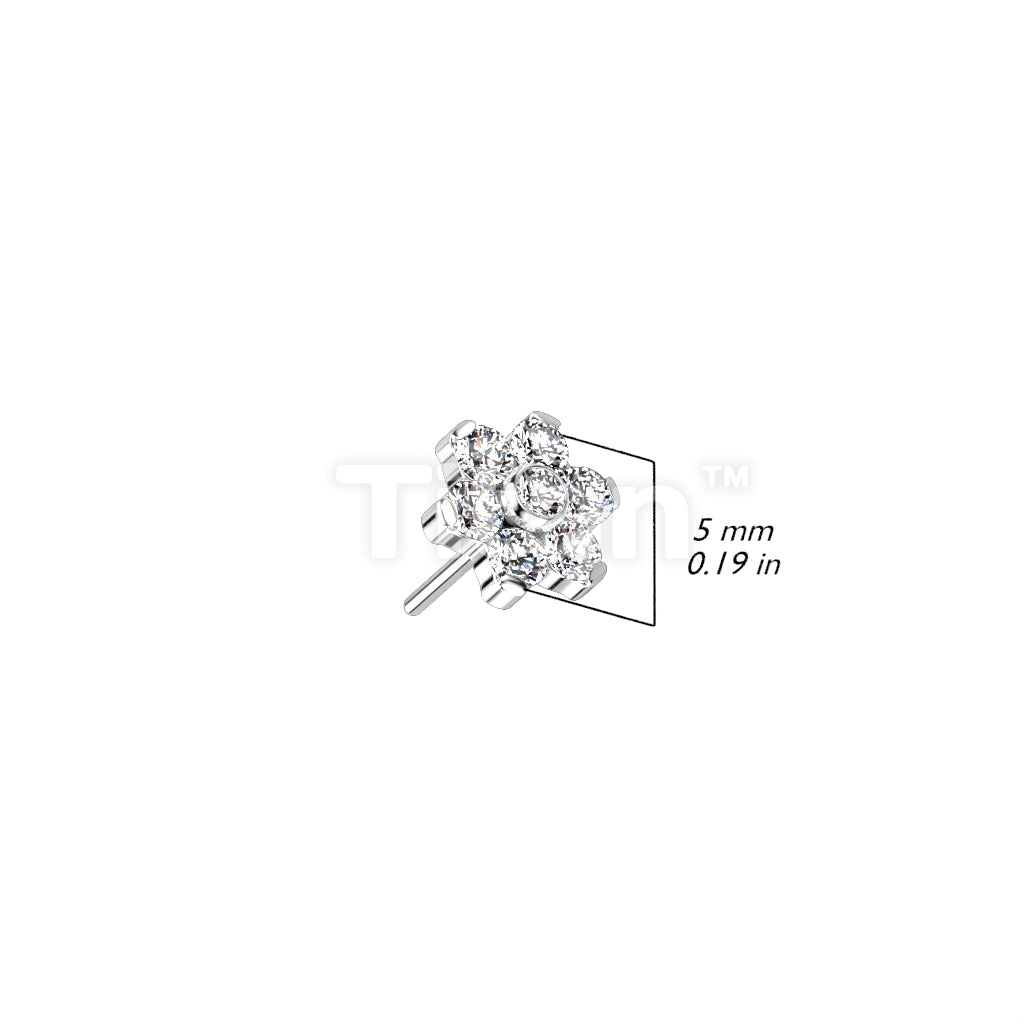ASTM F136 Titanium Implant Grade Titanium Threadless Push In CZ Flower... - Image 10
